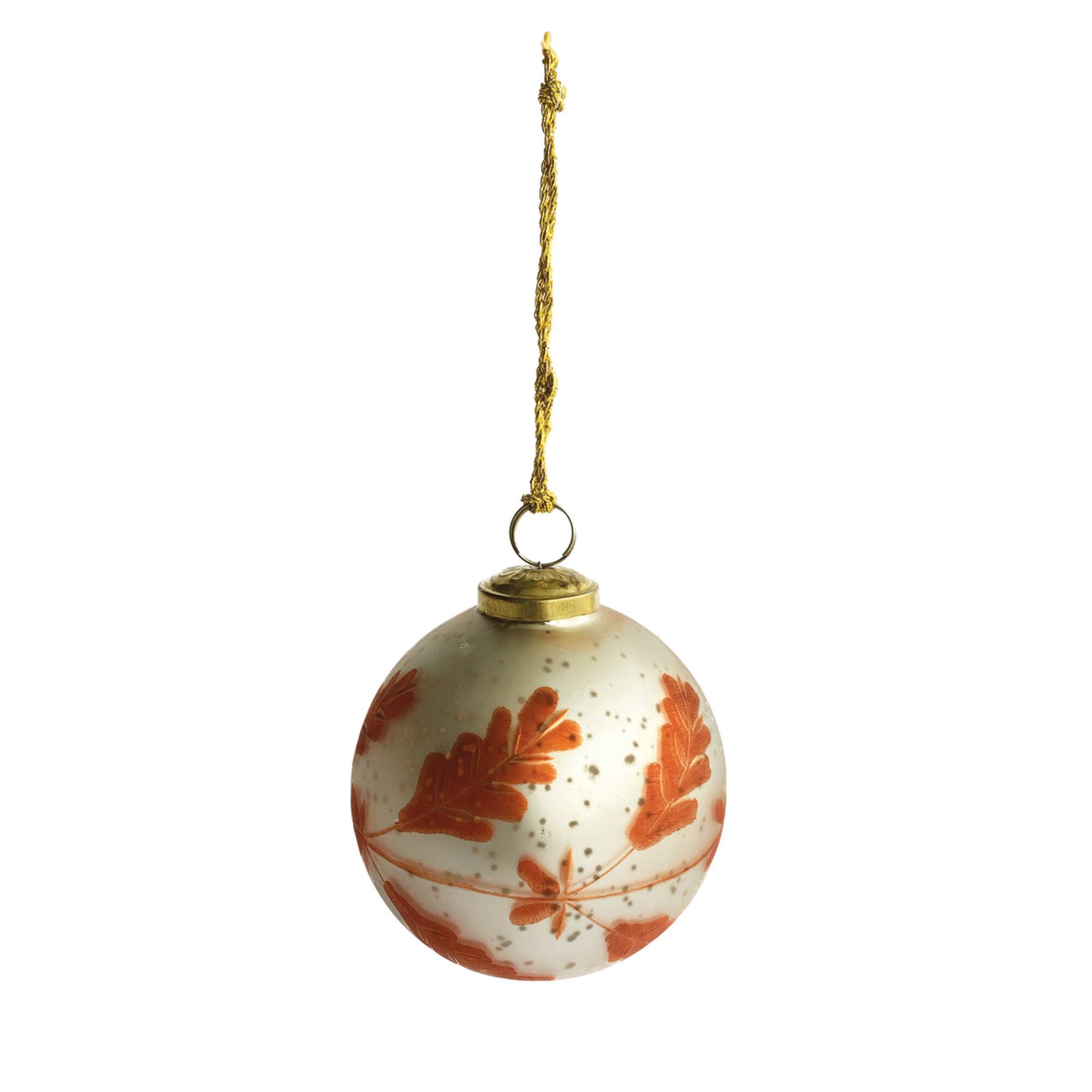 Hello Honey® 6" Matte Silver Finish & Coral Etched Mercury Glass Ball Ornament